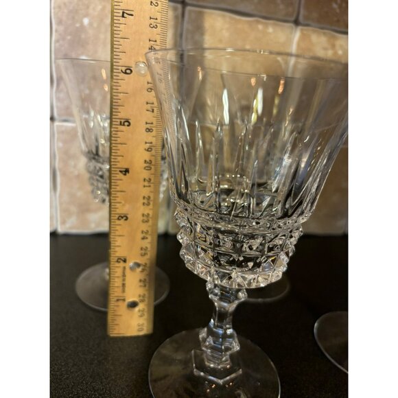 Cristal d'Arques Taille Set Of 4 Vtg Crystal Wine Glasses - Picture 5 of 5